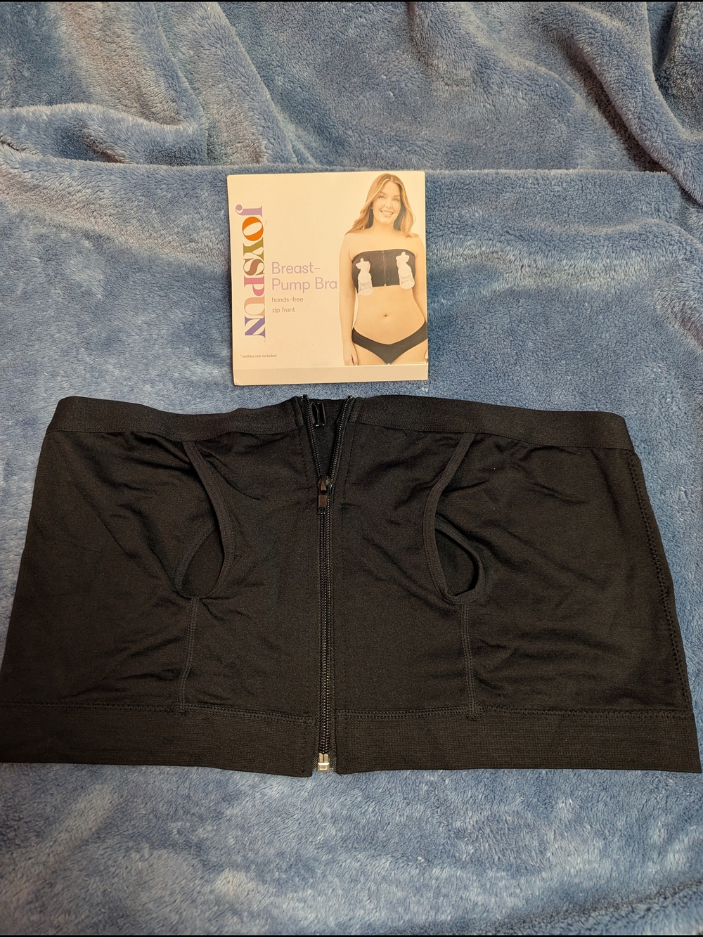 Black Maternity/Pump Support Bra with Front Zip